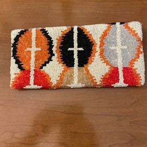 Anthropologie Beaded ikat clutch